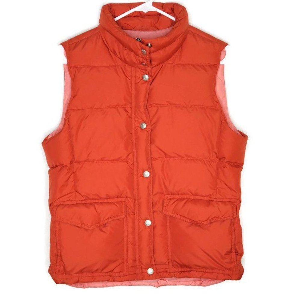 J. Crew Women’s Puffer Quilted Down Orange Vest Si